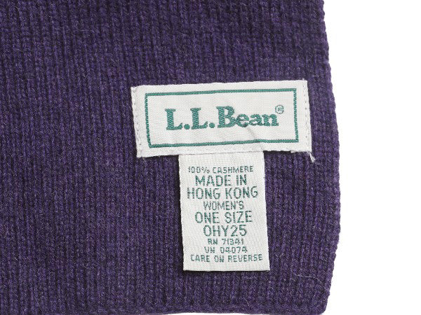 90s エルエルビーン リブ編み 100% カシミア ニット マフラー レディース メンズ / オールド ストール 無地 紫 防寒 シンプル カジュアル
