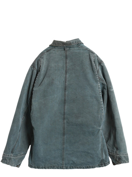 90s USA製 ★ カーハート チョア コート メンズ L 程/ ダック カバーオール ジャケット ブランケット ライナー付き ハンター グリーン 廃盤