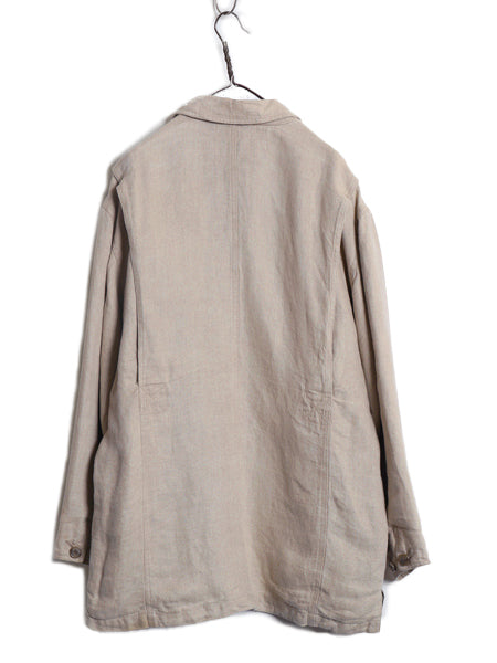 90s ★ バナナリパブリック 100% リネン カバーオール ジャケット メンズ M オールド ワーク ハーフ コート ライナー付き 無地 ナチュラル
