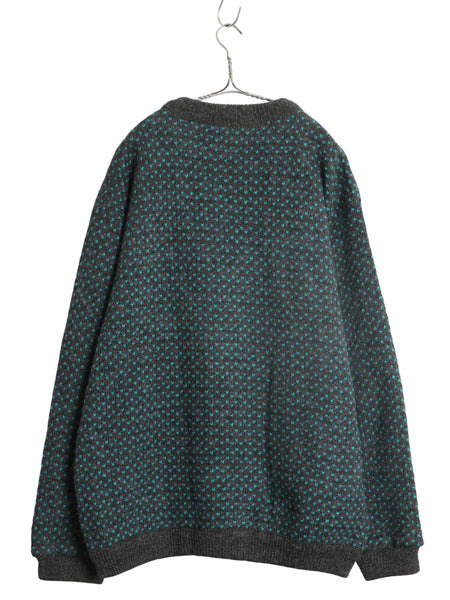 80s ノルウェー製 ★ エルエルビーン バーズアイ ニット セーター メンズ XL / 古着 ヴィンテージ ウール ノルディック 総柄 大きいサイズ