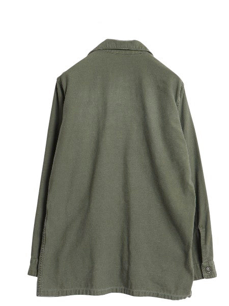 60s 米軍実物 US ARMY コットン サテン ユーティリティ シャツ M / ヴィンテージ OG107 シャツ袖 1st ミリタリー 軍物 長袖シャツ オリーブ