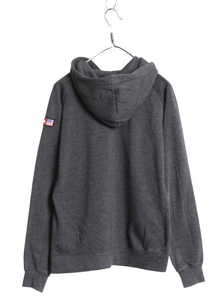 ノースフェイス プリント スウェット フード パーカー レディース М トレーナー プルオーバー 裏起毛 アウトドア 星条旗 トップス グレー