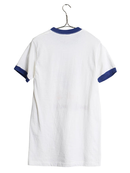 70s USA製 ドナルドダック 染込み プリント リンガー Tシャツ レディース S ヴィンテージ キャラクター ディズニー イラスト オフィシャル