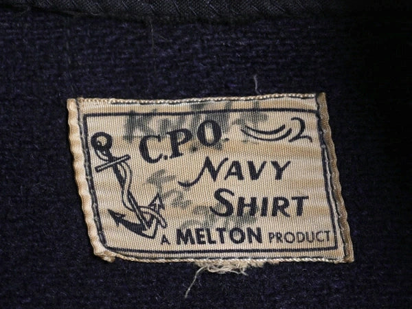 60s MELTON CPO 長袖 ウール シャツ メンズ M 程/ ヴィンテージ ジャケット 長袖シャツ ヘビーウェイト アンカーボタン ポケット付き 無地