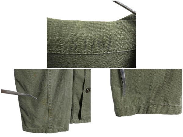 40s ★ 米軍実物 US ARMY M-47 HBT ユーティリティ シャツ ジャケット メンズ M / 古着 ヴィンテージ ミリタリー ヘリンボーン カーキ 軍物