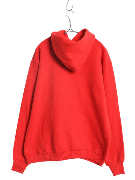 90s USA製 ラッセル 無地 スウェット フード パーカー メンズ レディース XL オールド プルオーバー トレーナー ブランク 大きいサイズ 赤