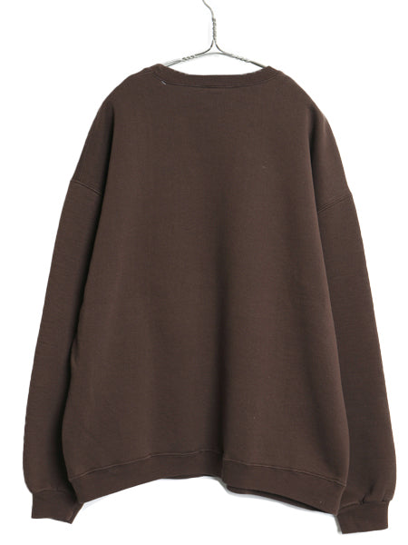 00s ラッセル 無地 スウェット メンズ レディース XXL / オールド トレーナー 前V 裏起毛 ワンポイント ブランク シンプル 大きいサイズ 茶