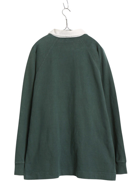 90s オールド ギャップ ハーフジップ 長袖 ラガー シャツ メンズ L 古着 オールド ラグビー 長袖シャツ ポロシャツ 無地 ボックス グリーン