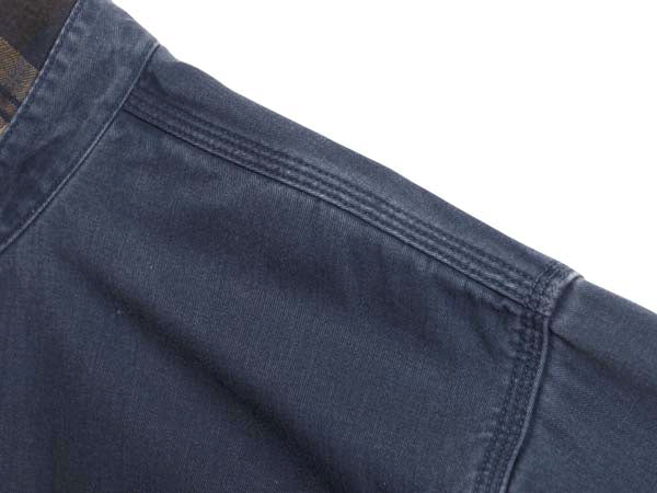 00s エルエルビーン コットン ツイル 長袖 シャツ メンズ M オールド アウトドア チェック フランネル ライナー付き ワーク ジャケット 紺
