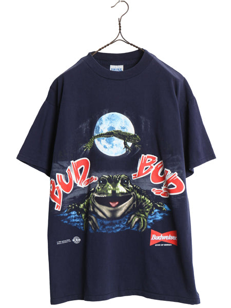 90s ☆ バドワイザー カエル イラスト プリント Tシャツ メンズ L