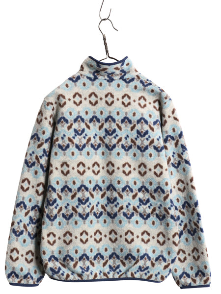 パタゴニア 総柄 ライトウェイト シンチラ スナップT レディース XS 古着 19年製 フリース プルオーバー ジャケット ブルゾン マルチカラー
