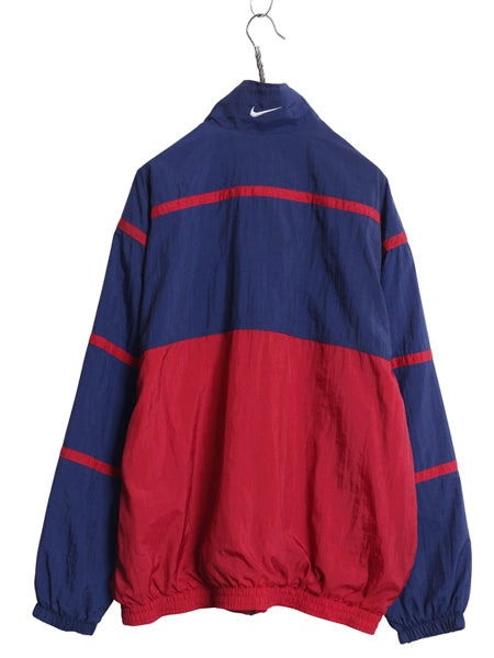90s ナイキ フルジップ ナイロン トラック ジャケット メンズ L オールド ウインドブレーカー ブルゾン スウッシュ ワンポイント ツートン