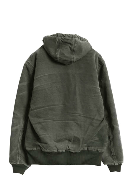 US企画 カーハート アクティブ ジャケット メンズ S / ワーク ダック フード パーカー 中綿 キルティング ライナー ブルゾン モス グリーン