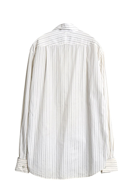 80s 90s イギリス製 ★ アクアスキュータム ストライプ ドレス シャツ メンズ L / 古着 ヴィンテージ ダブルカフス フォーマル コットン 白