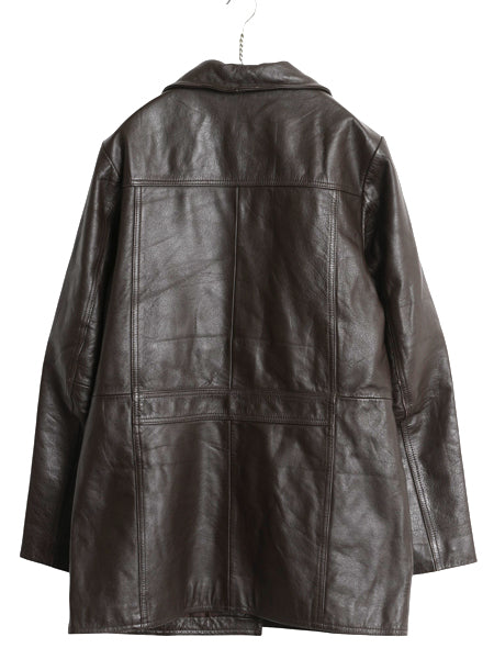 00s エディーバウアー 本革 レザー ハーフ コート レディース M / オールド 革ジャン ジャケット 中綿 キルティング フリース ライナー 茶