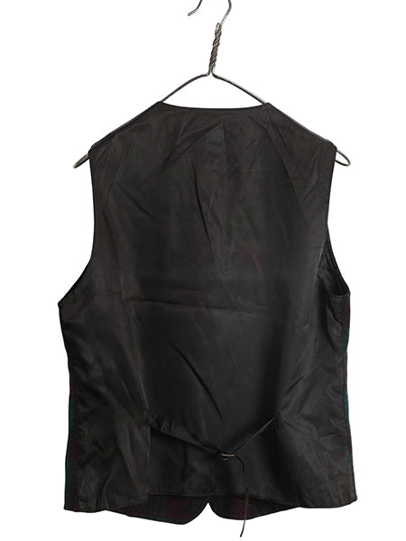 90s USA製 ウールリッチ チェック ウール テーラード ベスト レディース M / 古着 オールド ポケット付き ジレ ノースリーブ 重ね着 前開き