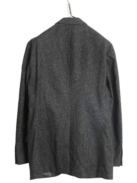 デッドストック 90s イタリア製 ポロ ラルフローレン テーラード ジャケット メンズ M 程 ブレザー フラノ ウール カシミヤ ストライプ 灰