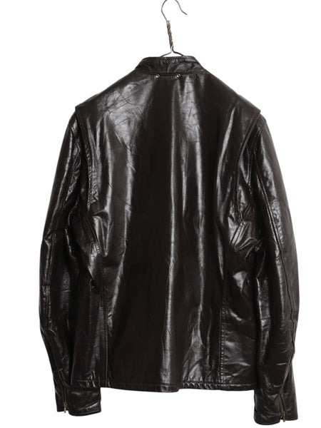70s USA製 フィデリティ 本革 レザー シングル ライダース ジャケット メンズ XL 程 ヴィンテージ フルジップ 中綿 キルティング 革ジャン
