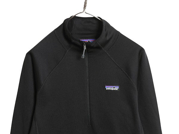 パタゴニア クロストレック ジャケット レディース M 古着 18年製 プルオーバー ストレッチ 裏 フリース ハーフジップ ロンT カットソー 黒