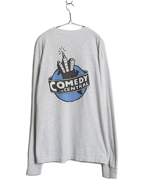 90s USA製 ★ Dr Katz アニメ イラスト プリント 長袖 Tシャツ メンズ XL / オールド 当時物 オフィシャル キャラクター コメディ ロンT 灰