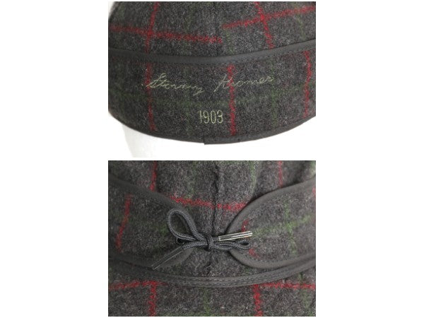 00s USA製 ORVIS x STORMY KROMER 耳当て 付き チェック ウール キャップ メンズ M 程 / 古着 オールド 帽子 ハット ワーク 秋 冬 防寒 灰