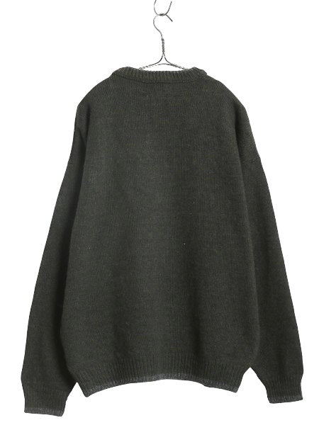 90s USA製 ウールリッチ ニット セーター メンズ L 古着 オールド 旧タグ ウール リンガー タイプ ツートン オリーブ グレー シンプル 無地