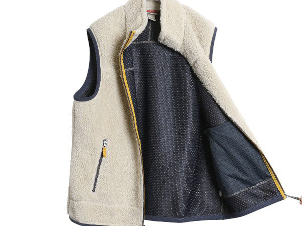 エルエルビーン パイル フリース ベスト メンズ L / 古着 フルジップ ハイネック ボア メッシュ ライナー付き 重ね着 前開き ナチュラル 白