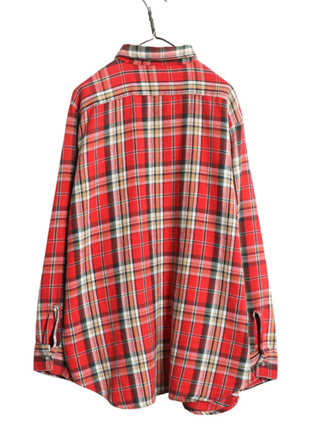 70s USA製 ★ KLONDIKE チェック ヘビー フランネル シャツ メンズ XL / 古着 ヴィンテージ コットン ネルシャツ 長袖シャツ ポケット付き
