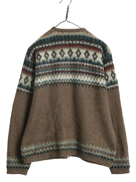 60s USA製 ★ ジャンセン フェアアイル モヘア ニット カーディガン メンズ M / 古着 ヴィンテージ シャギー セーター 前開き ノルディック