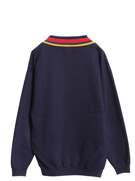 90s オールド ギャップ Vネック スウェット メンズ レディース M / トレーナー 裏起毛 チルデン タイプ プルオーバー 針抜き ライン入り 紺