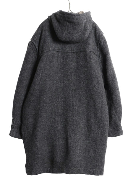 00s バナナリパブリック ダッフル コート メンズ L 古着 オールド アウトドア ウール モヘア ロング チェック ライナー フルジップ 無地 灰