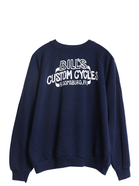 70s USA製 モト グッツィ イラスト プリント スウェット L 小さめ メンズ S 程 ヴィンテージ バイク グラフィック トレーナー 裏起毛 紺