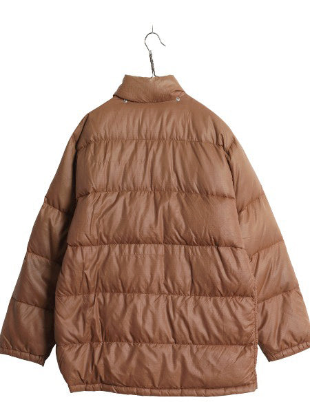 80s USA製 ノースフェイス ダウン ジャケット メンズ XL 茶タグ ヴィンテージ アウトドア フルジップ ジャンパー ハイネック 大きいサイズ