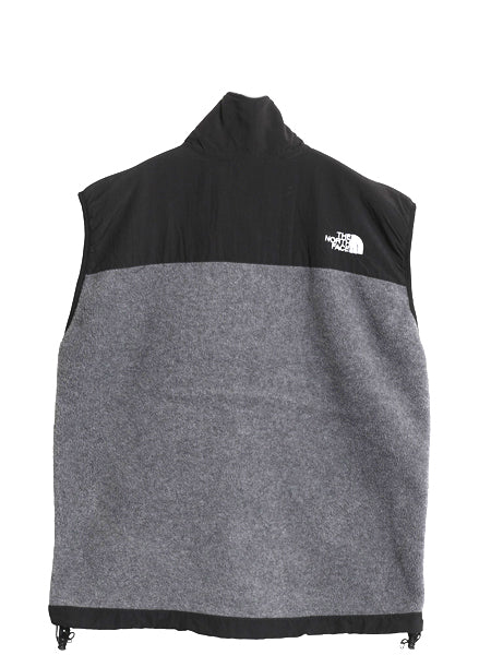 ノースフェイス デナリ ベスト レディース М / アウトドア 前開き 重ね着 フルジップ フリース ナイロン ハイネック ワンポイント 黒 灰
