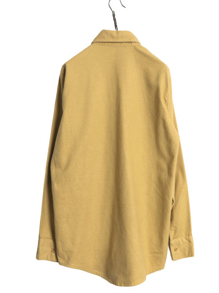 70s USA製 FROSTPROOF シャモア クロス 長袖 シャツ メンズ M ヴィンテージ ネルシャツ ヘビーウェイト コットン フランネル 無地 イエロー