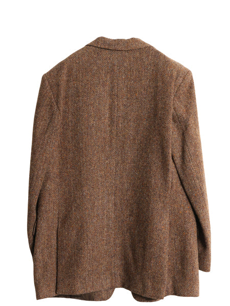 70s ハリスツイード テーラード ジャケット メンズ XL 程 ヴィンテージ ブレザー ツイード ウール マルチカラー ヘリンボーン 大きいサイズ