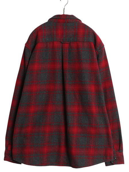 90s オービス ブロック チェック ヘビー フランネル シャツ ジャケット メンズ XXL オールド ネルシャツ ツートン アウトドア 大きいサイズ