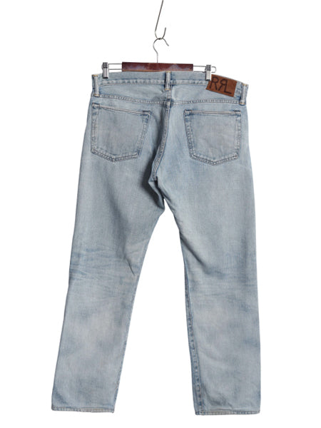 ダブルアールエル ラルフローレン セルビッチ デニム パンツ メンズ 36 32 USA製 ヴィンテージ 加工 ヒゲ スリム ストレート ジーンズ 赤耳