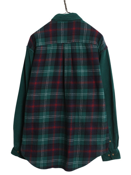 90s オールド ギャップ フランネル 細畝 コーデュロイ 切替 ボタンダウン シャツ メンズ L 古着 ネルシャツ チェック デザイン 長袖シャツ
