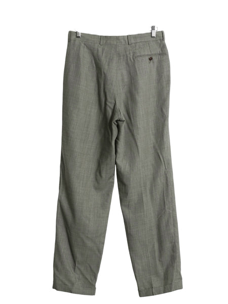 70s 80s ピンチェック サマー ウール スラックス パンツ メンズ 実寸 33 32 程/ ヴィンテージ ツータック ストレート タロン トラウザー 灰