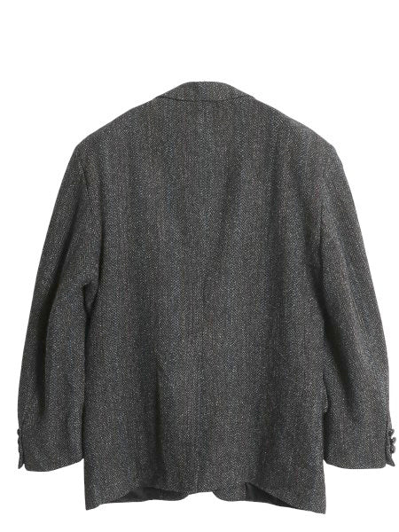 80s USA製 ハリスツイード テーラード ジャケット メンズ M 程 ヴィンテージ ブレザー ツイード ウール ストライプ トラッド カジュアル 灰