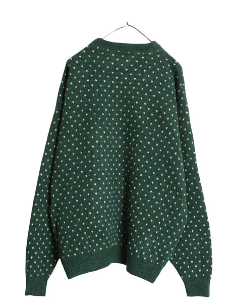 90s USA製 ウールリッチ バーズアイ ニット セーター メンズ L / オールド アウトドア ウール ミドルゲージ ノルディック グリーン 総柄