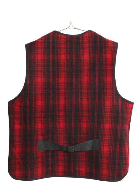 80s USA製 エルエルビーン フルジップ ウール ベスト メンズ M / ヴィンテージ アウトドア オンブレ チェック シンチバック 重ね着 前開き