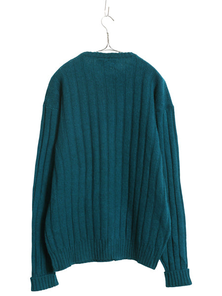 90s ポロ ラルフローレン ニット セーター メンズ XL / 古着 オールド ウール リブ編み ポニー無し 無地 シンプル 大きいサイズ グリーン
