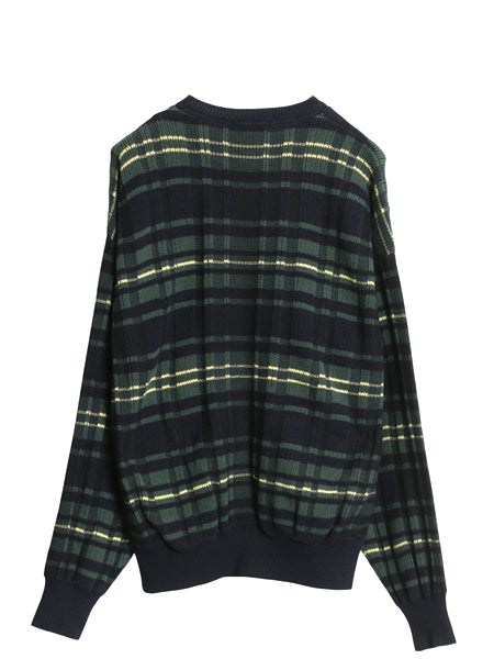 90s ノーティカ ボーダー コットン ニット セーター メンズ L 古着 オールド 3D 立体編み ミドルゲージ チャンキー リブ編み マルチカラー