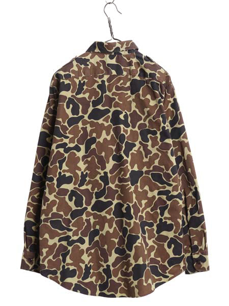 80s USA製 ウールリッチ ダックハンター カモ サファリ シャツ メンズ L ヴィンテージ 旧タグ 迷彩 ハンティング 長袖シャツ ポケット付き