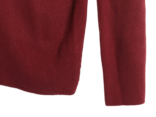 70s ラコステ Vネック ニット セーター メンズ レディース M 古着 ヴィンテージ 100% カシミヤ ワンポイント シンプル バーガンディ 薄手