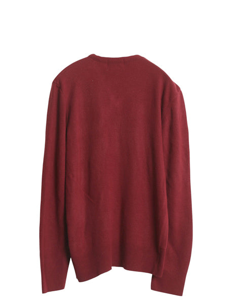 70s ラコステ Vネック ニット セーター メンズ レディース M 古着 ヴィンテージ 100% カシミヤ ワンポイント シンプル バーガンディ 薄手