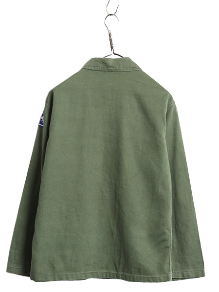 50s 60s ★ 民間 US ARMY コットン サテン ユーティリティ シャツ メンズ S 古着 ヴィンテージ ミリタリー 筒袖 13スター OG107 ワッペン