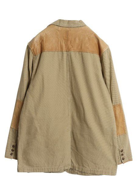 00s オービス ダック ハンティング ジャケット メンズ XL 程/ 古着 オールド アウトドア テーラード ブレザー 本革 レザー エルボーパッチ